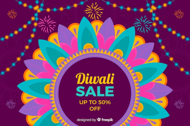 Flat design of diwali sale