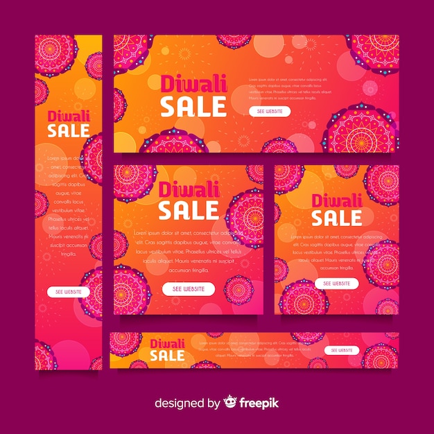 Design piatto di banner web diwali