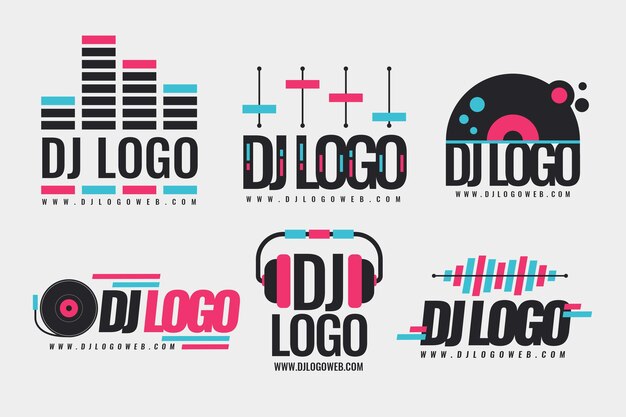Плоский дизайн коллекции логотипов dj