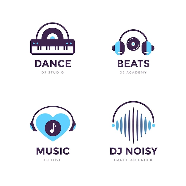 Free vector flat design dj logo set