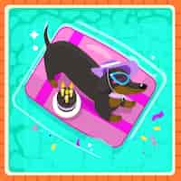 Free vector flat design dog pool party illustration