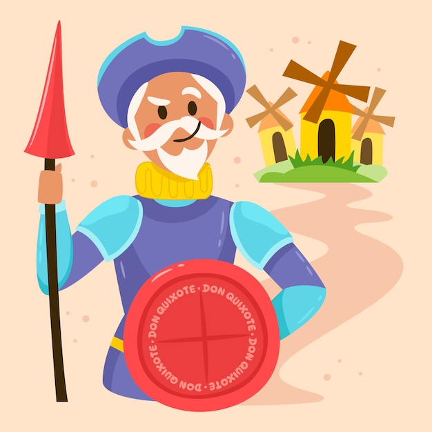 Flat design don quixote illustration