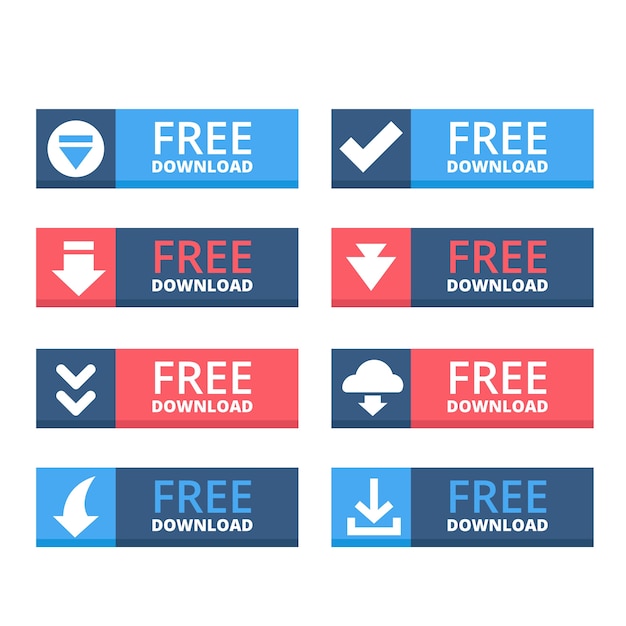 Free vector flat design download buttons  label collection