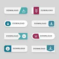 Free vector flat design download buttons  label collection