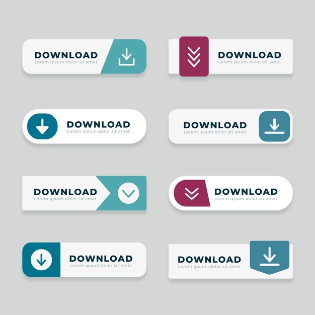 Flat design download buttons  label collection