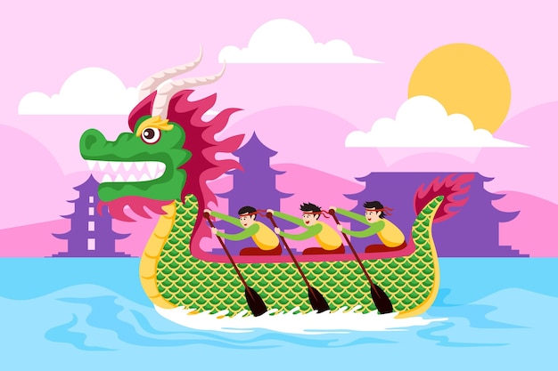 Flat design dragon boat background