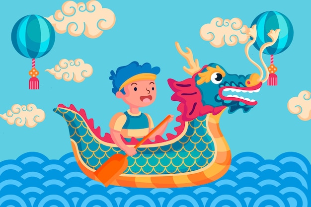 Flat design dragon boat background