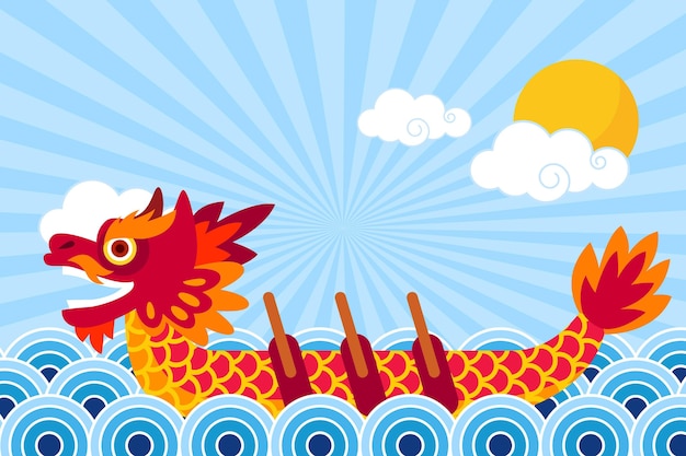 Free vector flat design dragon boat background