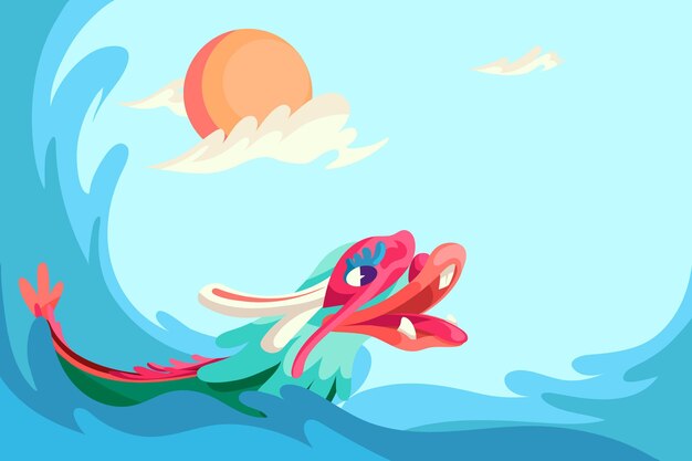 Flat design dragon boat background