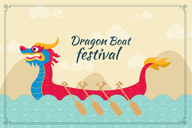 Free vector flat design dragon boat background