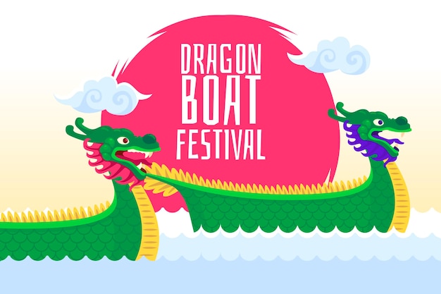 Flat design dragon boat background