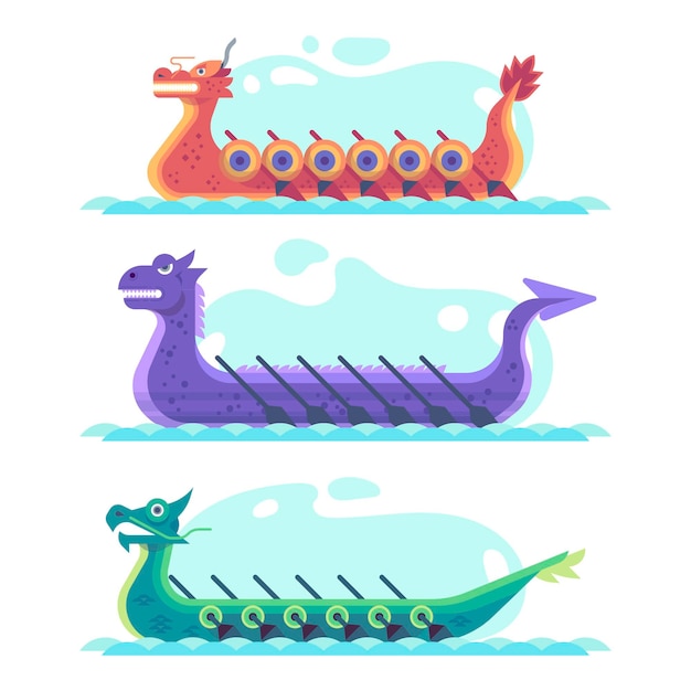 Flat design dragon boat collection