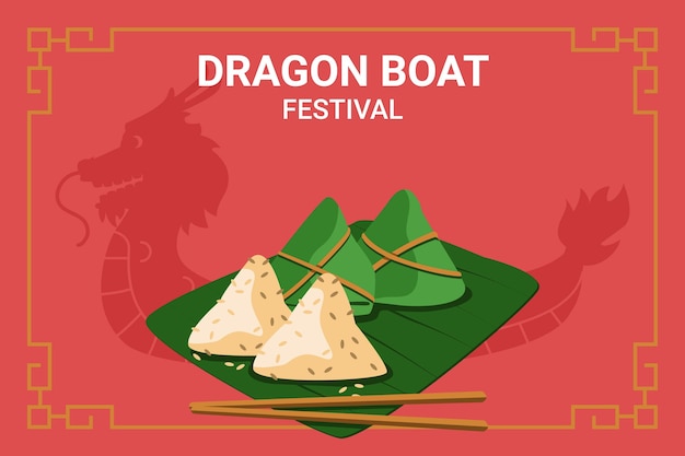 Flat design dragon boat zongzi background