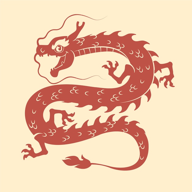 Flat design dragon silhouette illustration