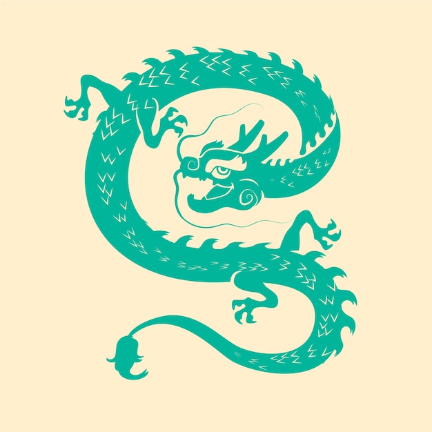 Flat design dragon silhouette illustration