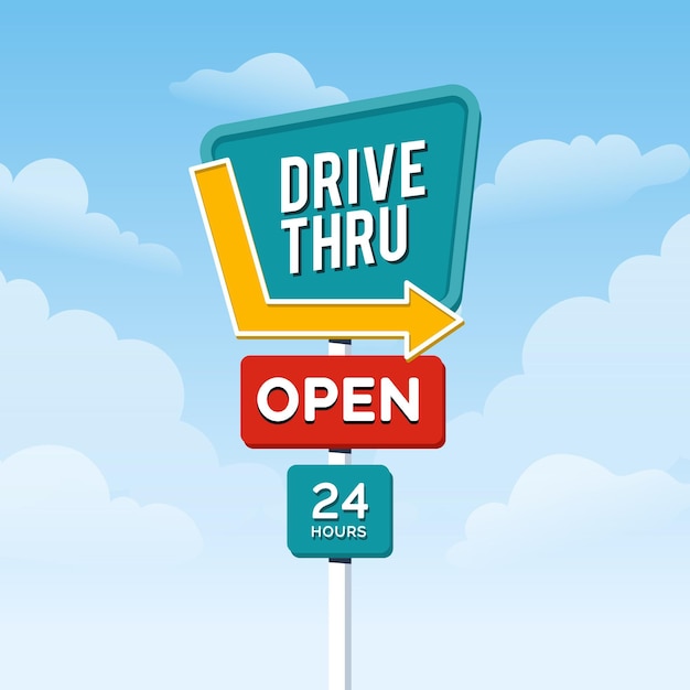 Flat design drive thru sign