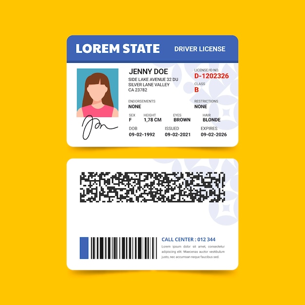 Flat design driving license template