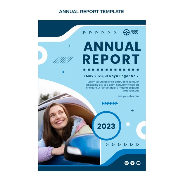 Flat design driving school annual report