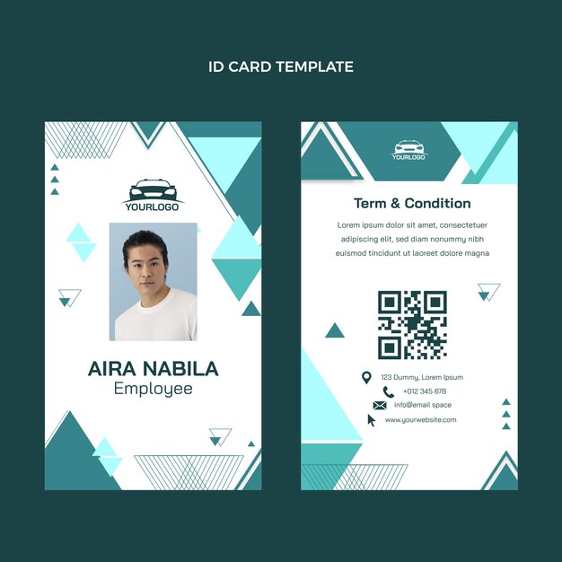 Flat design driving school id card