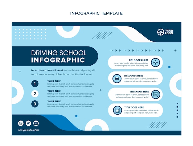 Flat design driving school infographic