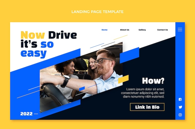 Free vector flat design driving school landing page template