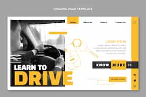 Free vector flat design driving school landing page