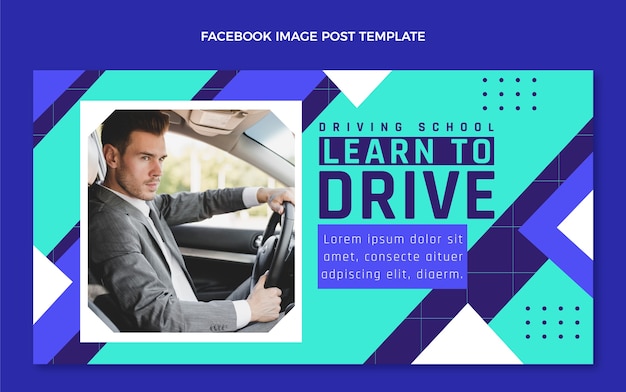 Flat design driving school template