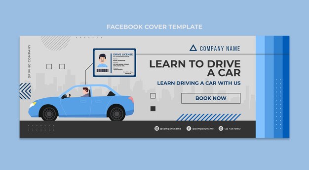 Flat design driving school template