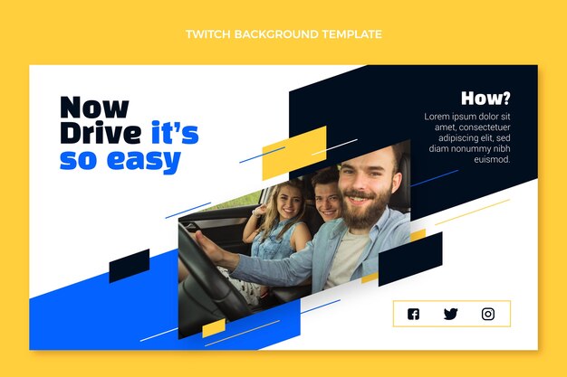 Flat design driving school twitch background