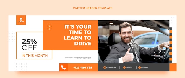 フラットデザイン自動車教習所のツイッターヘッダー