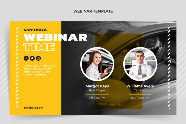 Flat design driving school webinar template