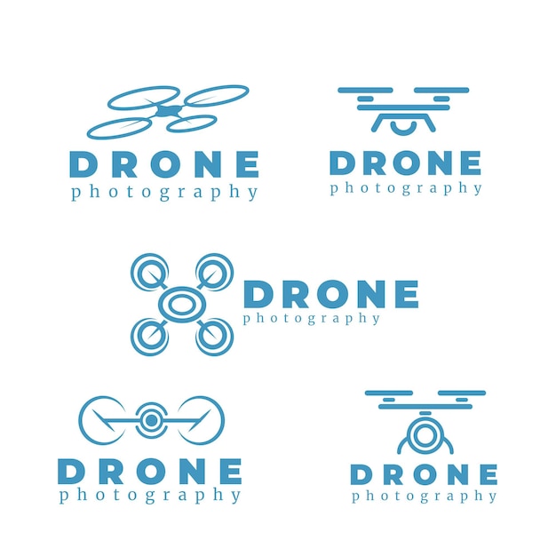 Flat design drone logo collection