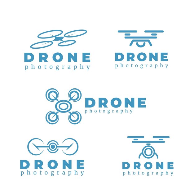 Плоский дизайн коллекции логотипов дронов