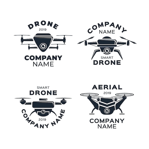 Free vector flat design drone logo collection