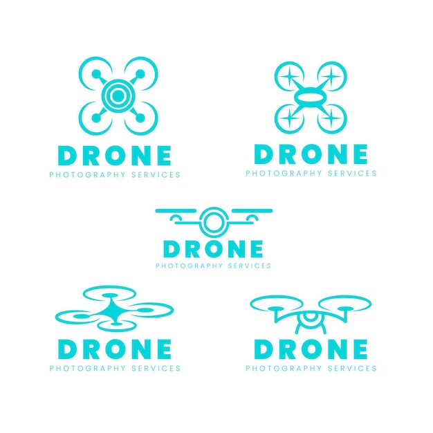 Flat design drone logo set