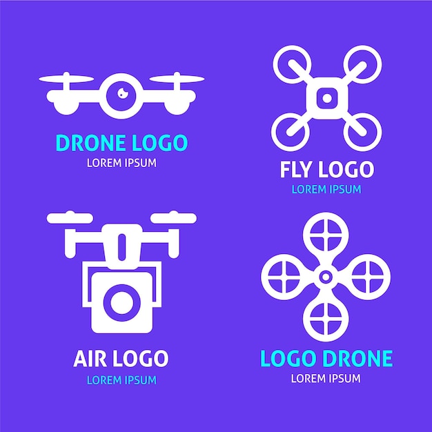 Коллекция логотипов дронов в плоском дизайне