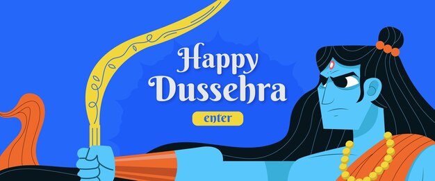 Flat design dussehra banner