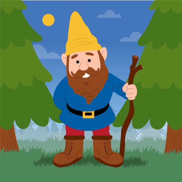 Flat design dwarf illustration