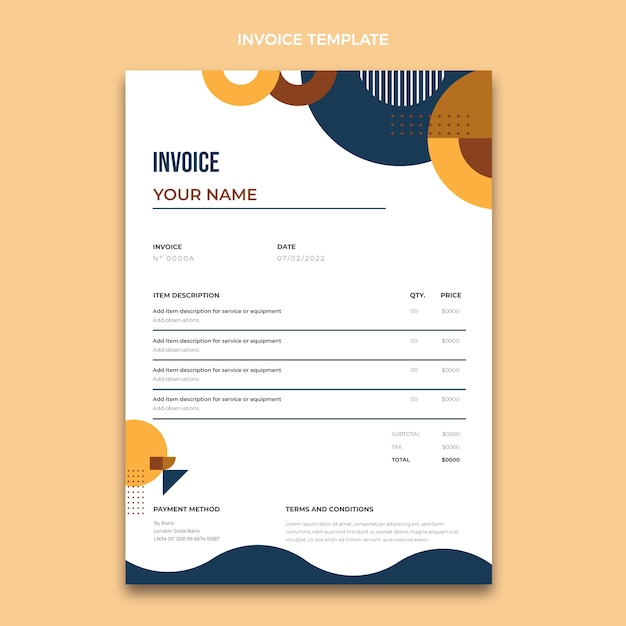 Flat design dynamic law firm invoice