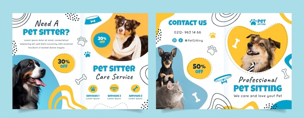 Free vector flat design dynamic pet sitting brochure