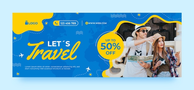 Flat design dynamic travel agency facebook cover