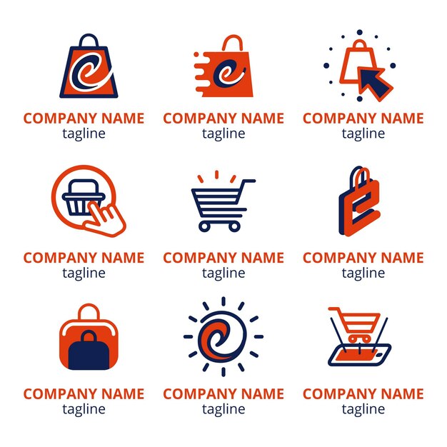 Плоский дизайн логотипа электронной коммерции