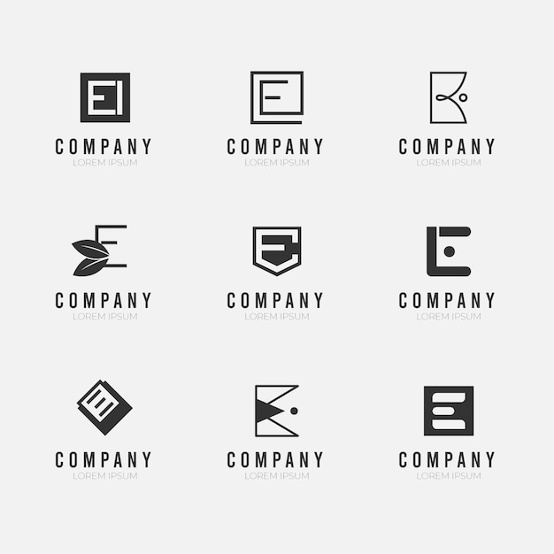 Бесплатное векторное изображение Плоский дизайн электронной коллекции логотипов