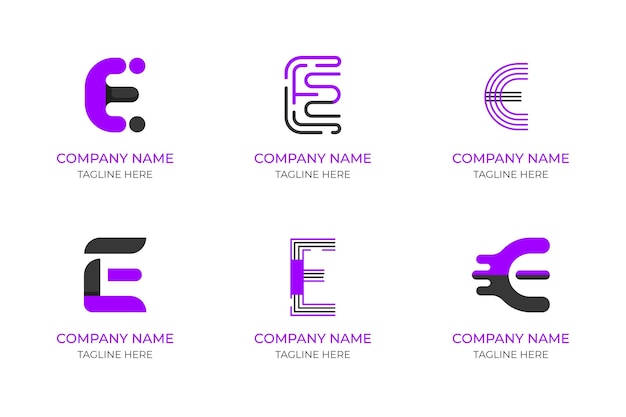 Плоский дизайн e логотип набор
