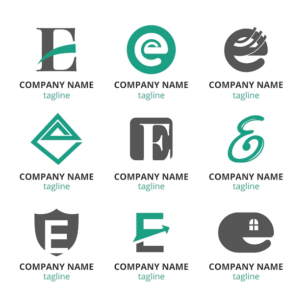 Free vector flat design e logo template set