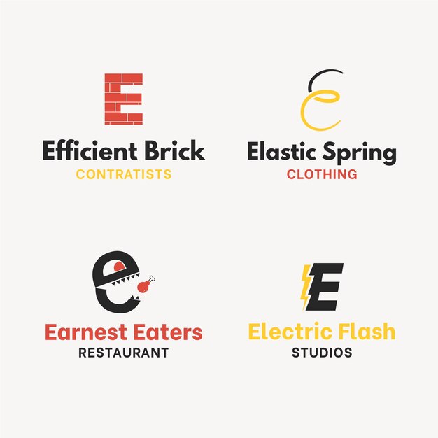 Плоский дизайн электронной коллекции шаблонов логотипов