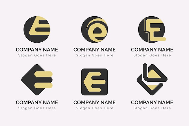 Free vector flat design e logo templates set