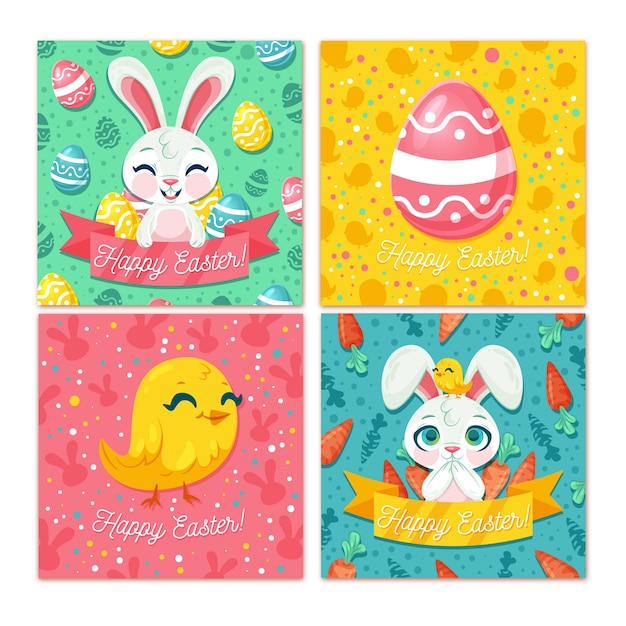 Flat design easter card collection