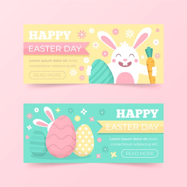 flat design easter day banner collection