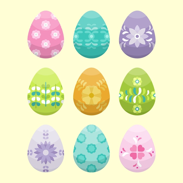 Free vector flat design easter day egg collection design